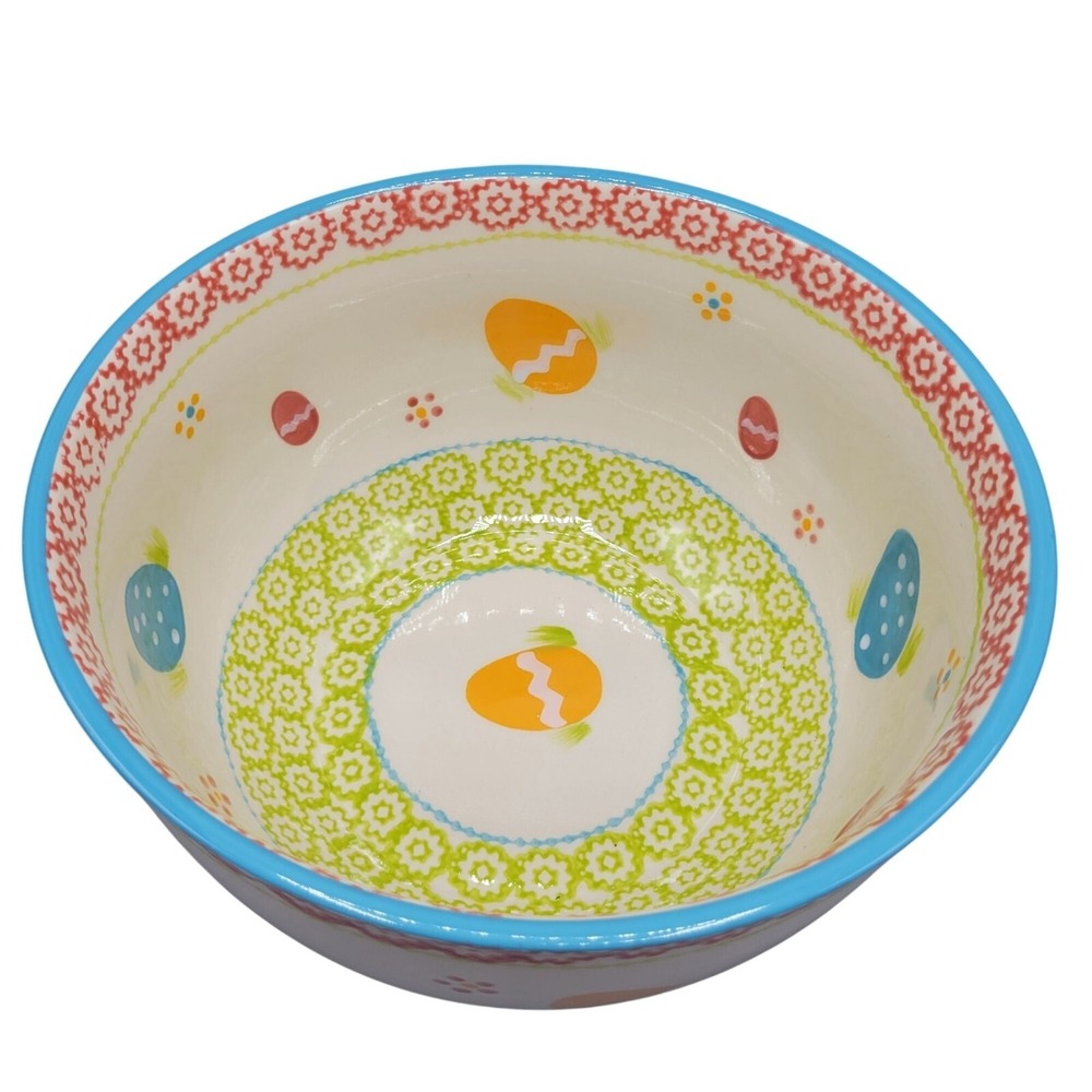 Temptations Easter Egg 2.0 Quart Ceramic Mixing Bowl Easter Spring Floral Design